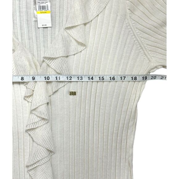 NWT XL Van Heusen ruffles knit sweater, solid - Picture 6 of 7